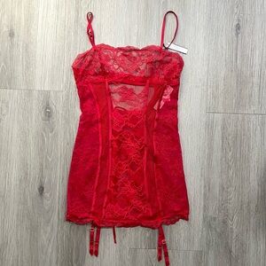 Victoria's Secret Red Lace Chemise